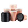 12 Ounce Disposable Coffee Cups With Lids, 20 Hot Cups With Lids - Sleeves Sold Separately, Single Wall, Orange And White Stripe Paper Coffee Cups, For All Kinds Of Beverages - Restaurantware view 2