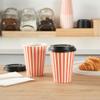12 Ounce Disposable Coffee Cups With Lids, 20 Hot Cups With Lids - Sleeves Sold Separately, Single Wall, Orange And White Stripe Paper Coffee Cups, For All Kinds Of Beverages - Restaurantware view 4