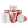12 Ounce Disposable Coffee Cups With Lids, 20 Hot Cups With Lids - Sleeves Sold Separately, Single Wall, Red And White Stripe Paper Coffee Cups, For All Kinds Of Beverages - Restaurantware view 2