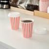 12 Ounce Disposable Coffee Cups With Lids, 20 Hot Cups With Lids - Sleeves Sold Separately, Single Wall, Red And White Stripe Paper Coffee Cups, For All Kinds Of Beverages - Restaurantware view 3
