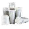 20 Ounce Disposable Coffee Cups With Lids, 20 Hot Cups With Lids - Sleeves Sold Separately, Single Wall, Gray And White Stripe Paper Coffee Cups, For All Kinds Of Beverages - Restaurantware view 2