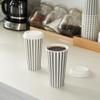 20 Ounce Disposable Coffee Cups With Lids, 20 Hot Cups With Lids - Sleeves Sold Separately, Single Wall, Gray And White Stripe Paper Coffee Cups, For All Kinds Of Beverages - Restaurantware view 3