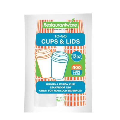 12 Ounce Disposable Coffee Cups With Lids, 400 Hot Cups With Lids - Sleeves Sold Separately, Single Wall, Orange And White Stripe Paper Coffee Cups, For All Kinds Of Beverages - Restaurantware