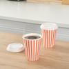 12 Ounce Disposable Coffee Cups With Lids, 400 Hot Cups With Lids - Sleeves Sold Separately, Single Wall, Orange And White Stripe Paper Coffee Cups, For All Kinds Of Beverages - Restaurantware view 3