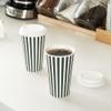 16 Ounce Disposable Coffee Cups With Lids, 20 Hot Cups With Lids - Sleeves Sold Separately, Single Wall, Forest Green And White Stripe Paper Coffee Cups, For All Kinds Of Beverages - Restaurantware view 3