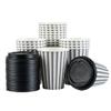 12 Ounce Disposable Coffee Cups With Lids, 20 Hot Cups With Lids - Sleeves Sold Separately, Single Wall, Gray And White Stripe Paper Coffee Cups, For All Kinds Of Beverages - Restaurantware view 2