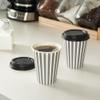 12 Ounce Disposable Coffee Cups With Lids, 20 Hot Cups With Lids - Sleeves Sold Separately, Single Wall, Gray And White Stripe Paper Coffee Cups, For All Kinds Of Beverages - Restaurantware view 3