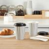 12 Ounce Disposable Coffee Cups With Lids, 20 Hot Cups With Lids - Sleeves Sold Separately, Single Wall, Gray And White Stripe Paper Coffee Cups, For All Kinds Of Beverages - Restaurantware view 4