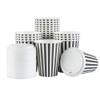 12 Ounce Disposable Coffee Cups With Lids, 20 Hot Cups With Lids - Sleeves Sold Separately, Single Wall, Black And White Stripe Paper Coffee Cups, For All Kinds Of Beverages - Restaurantware view 2