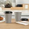 12 Ounce Disposable Coffee Cups With Lids, 20 Hot Cups With Lids - Sleeves Sold Separately, Single Wall, Black And White Stripe Paper Coffee Cups, For All Kinds Of Beverages - Restaurantware view 4