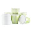 8 Ounce Disposable Coffee Cups With Lids, 20 Hot Cups With Lids - Sleeves Sold Separately, Single Wall, Green And White Stripe Paper Coffee Cups, For All Kinds Of Beverages - Restaurantware view 2