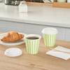 8 Ounce Disposable Coffee Cups With Lids, 20 Hot Cups With Lids - Sleeves Sold Separately, Single Wall, Green And White Stripe Paper Coffee Cups, For All Kinds Of Beverages - Restaurantware view 3