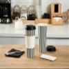 20 Ounce Disposable Coffee Cups With Lids, 20 Hot Cups With Lids - Sleeves Sold Separately, Single Wall, Forest Green And White Stripe Paper Coffee Cups, For All Kinds Of Beverages - Restaurantware view 4