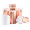 16 Ounce Disposable Coffee Cups With Lids, 20 Hot Cups With Lids - Sleeves Sold Separately, Single Wall, Orange And White Stripe Paper Coffee Cups, For All Kinds Of Beverages - Restaurantware view 2