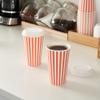 16 Ounce Disposable Coffee Cups With Lids, 20 Hot Cups With Lids - Sleeves Sold Separately, Single Wall, Orange And White Stripe Paper Coffee Cups, For All Kinds Of Beverages - Restaurantware view 3