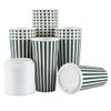 20 Ounce Disposable Coffee Cups With Lids, 20 Hot Cups With Lids - Sleeves Sold Separately, Single Wall, Forest Green And White Stripe Paper Coffee Cups, For All Kinds Of Beverages - Restaurantware view 2