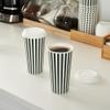 20 Ounce Disposable Coffee Cups With Lids, 20 Hot Cups With Lids - Sleeves Sold Separately, Single Wall, Forest Green And White Stripe Paper Coffee Cups, For All Kinds Of Beverages - Restaurantware view 3