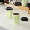 12 Ounce Disposable Coffee Cups With Lids, 400 Hot Cups With Lids - Sleeves Sold Separately, Single Wall, Green And White Stripe Paper Coffee Cups, For All Kinds Of Beverages - Restaurantware view 3