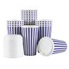 16 Ounce Disposable Coffee Cups With Lids, 20 Hot Cups With Lids - Sleeves Sold Separately, Single Wall, Purple And White Stripe Paper Coffee Cups, For All Kinds Of Beverages - Restaurantware view 2