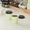 8 Ounce Disposable Coffee Cups With Lids, 20 Hot Cups With Lids - Sleeves Sold Separately, Single Wall, Green And White Stripe Paper Coffee Cups, For All Kinds Of Beverages - Restaurantware view 3