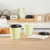 8 Ounce Disposable Coffee Cups With Lids, 20 Hot Cups With Lids - Sleeves Sold Separately, Single Wall, Green And White Stripe Paper Coffee Cups, For All Kinds Of Beverages - Restaurantware view 4