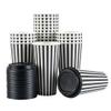 20 Ounce Disposable Coffee Cups With Lids, 20 Hot Cups With Lids - Sleeves Sold Separately, Single Wall, Black And White Stripe Paper Coffee Cups, For All Kinds Of Beverages - Restaurantware view 2