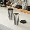 20 Ounce Disposable Coffee Cups With Lids, 20 Hot Cups With Lids - Sleeves Sold Separately, Single Wall, Black And White Stripe Paper Coffee Cups, For All Kinds Of Beverages - Restaurantware view 3