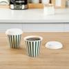 8 Ounce Disposable Coffee Cups With Lids, 20 Hot Cups With Lids - Sleeves Sold Separately, Single Wall, Forest Green And White Stripe Paper Coffee Cups, For All Kinds Of Beverages - Restaurantware view 3