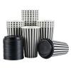 16 Ounce Disposable Coffee Cups With Lids, 400 Hot Cups With Lids - Sleeves Sold Separately, Single Wall, Black And White Stripe Paper Coffee Cups, For All Kinds Of Beverages - Restaurantware view 2
