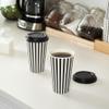 16 Ounce Disposable Coffee Cups With Lids, 400 Hot Cups With Lids - Sleeves Sold Separately, Single Wall, Black And White Stripe Paper Coffee Cups, For All Kinds Of Beverages - Restaurantware view 3