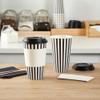 16 Ounce Disposable Coffee Cups With Lids, 400 Hot Cups With Lids - Sleeves Sold Separately, Single Wall, Black And White Stripe Paper Coffee Cups, For All Kinds Of Beverages - Restaurantware view 4