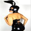 SERTOWN Latex Hood Women Gummi Rubber Bunny Ears Holiday Party Cosplay Hood Dress up Latex Mask (Black,Small) view 3