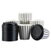 8 Ounce Disposable Coffee Cups With Lids, 20 Hot Cups With Lids - Sleeves Sold Separately, Single Wall, Gray And White Stripe Paper Coffee Cups, For All Kinds Of Beverages - Restaurantware view 2