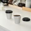 8 Ounce Disposable Coffee Cups With Lids, 20 Hot Cups With Lids - Sleeves Sold Separately, Single Wall, Gray And White Stripe Paper Coffee Cups, For All Kinds Of Beverages - Restaurantware view 3