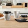 8 Ounce Disposable Coffee Cups With Lids, 20 Hot Cups With Lids - Sleeves Sold Separately, Single Wall, Gray And White Stripe Paper Coffee Cups, For All Kinds Of Beverages - Restaurantware view 4