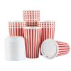 16 Ounce Disposable Coffee Cups With Lids, 20 Hot Cups With Lids - Sleeves Sold Separately, Single Wall, Red And White Stripe Paper Coffee Cups, For All Kinds Of Beverages - Restaurantware view 2