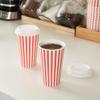 16 Ounce Disposable Coffee Cups With Lids, 20 Hot Cups With Lids - Sleeves Sold Separately, Single Wall, Red And White Stripe Paper Coffee Cups, For All Kinds Of Beverages - Restaurantware view 3