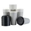 16 Ounce Disposable Coffee Cups With Lids, 20 Hot Cups With Lids - Sleeves Sold Separately, Single Wall, Gray And White Stripe Paper Coffee Cups, For All Kinds Of Beverages - Restaurantware view 2