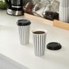 16 Ounce Disposable Coffee Cups With Lids, 20 Hot Cups With Lids - Sleeves Sold Separately, Single Wall, Gray And White Stripe Paper Coffee Cups, For All Kinds Of Beverages - Restaurantware view 3