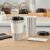 16 Ounce Disposable Coffee Cups With Lids, 20 Hot Cups With Lids - Sleeves Sold Separately, Single Wall, Gray And White Stripe Paper Coffee Cups, For All Kinds Of Beverages - Restaurantware view 4