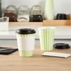 12 Ounce Disposable Coffee Cups With Lids, 20 Hot Cups With Lids - Sleeves Sold Separately, Single Wall, Green And White Stripe Paper Coffee Cups, For All Kinds Of Beverages - Restaurantware view 4