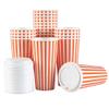 20 Ounce Disposable Coffee Cups With Lids, 20 Hot Cups With Lids - Sleeves Sold Separately, Single Wall, Orange And White Stripe Paper Coffee Cups, For All Kinds Of Beverages - Restaurantware view 2