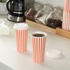 20 Ounce Disposable Coffee Cups With Lids, 20 Hot Cups With Lids - Sleeves Sold Separately, Single Wall, Orange And White Stripe Paper Coffee Cups, For All Kinds Of Beverages - Restaurantware view 3