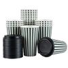 16 Ounce Disposable Coffee Cups With Lids, 20 Hot Cups With Lids - Sleeves Sold Separately, Single Wall, Forest Green And White Stripe Paper Coffee Cups, For All Kinds Of Beverages - Restaurantware view 2