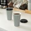 16 Ounce Disposable Coffee Cups With Lids, 20 Hot Cups With Lids - Sleeves Sold Separately, Single Wall, Forest Green And White Stripe Paper Coffee Cups, For All Kinds Of Beverages - Restaurantware view 3