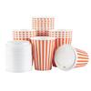 12 Ounce Disposable Coffee Cups With Lids, 20 Hot Cups With Lids - Sleeves Sold Separately, Single Wall, Orange And White Stripe Paper Coffee Cups, For All Kinds Of Beverages - Restaurantware view 2