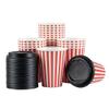 12 Ounce Disposable Coffee Cups With Lids, 20 Hot Cups With Lids - Sleeves Sold Separately, Single Wall, Red And White Stripe Paper Coffee Cups, For All Kinds Of Beverages - Restaurantware view 2