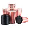 16 Ounce Disposable Coffee Cups With Lids, 20 Hot Cups With Lids - Sleeves Sold Separately, Single Wall, Red And White Stripe Paper Coffee Cups, For All Kinds Of Beverages - Restaurantware view 2