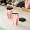 16 Ounce Disposable Coffee Cups With Lids, 20 Hot Cups With Lids - Sleeves Sold Separately, Single Wall, Red And White Stripe Paper Coffee Cups, For All Kinds Of Beverages - Restaurantware view 3