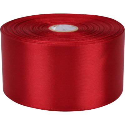 Baocuan 2 inch x 50 Yards Wine red Single Face Satin Ribbon Solid Fabric Ribbon for Gift Wrapping Floral Bouquets Wedding Birthday Party Decoration Hair Floral Craft Sewing